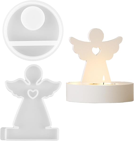 2 Pieces Silicone Moulds for Angel Candles, Candle Moulds for Angels, Angel Silicone Mould Candle Holder, Resin Moulds for Angel, pour la Fabrication de Bougies