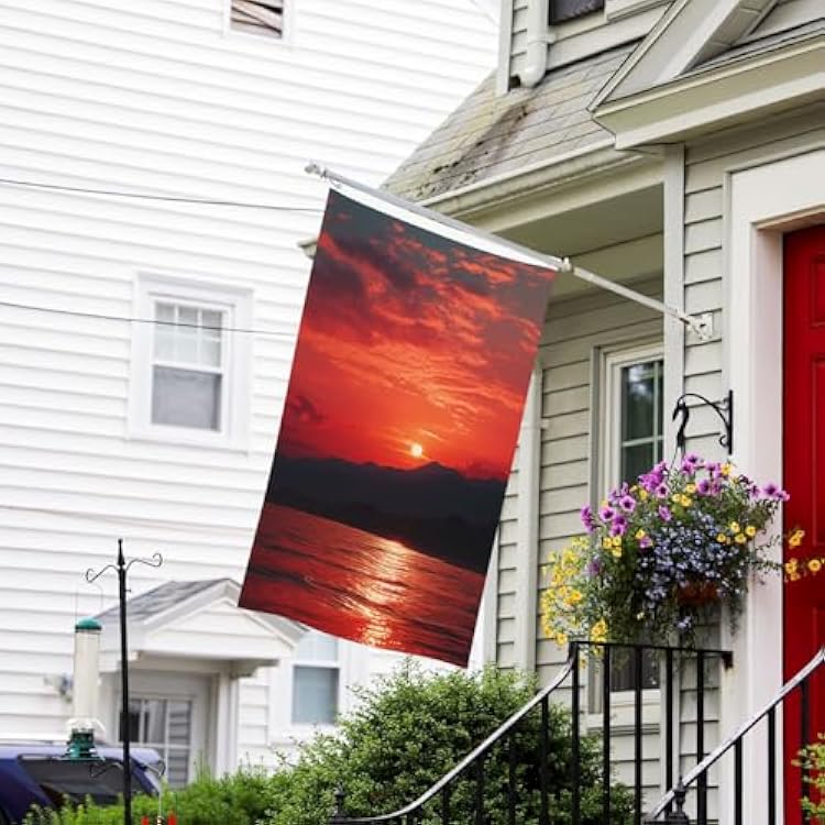 Flag for Outside 3x5 Ft Heavy Duty Indoor Outdoor Flags All Weather Garden Flags Fiery red sunset Welcome Yard Flag Double Sided House Flag with Brass Grommets Banners for Party