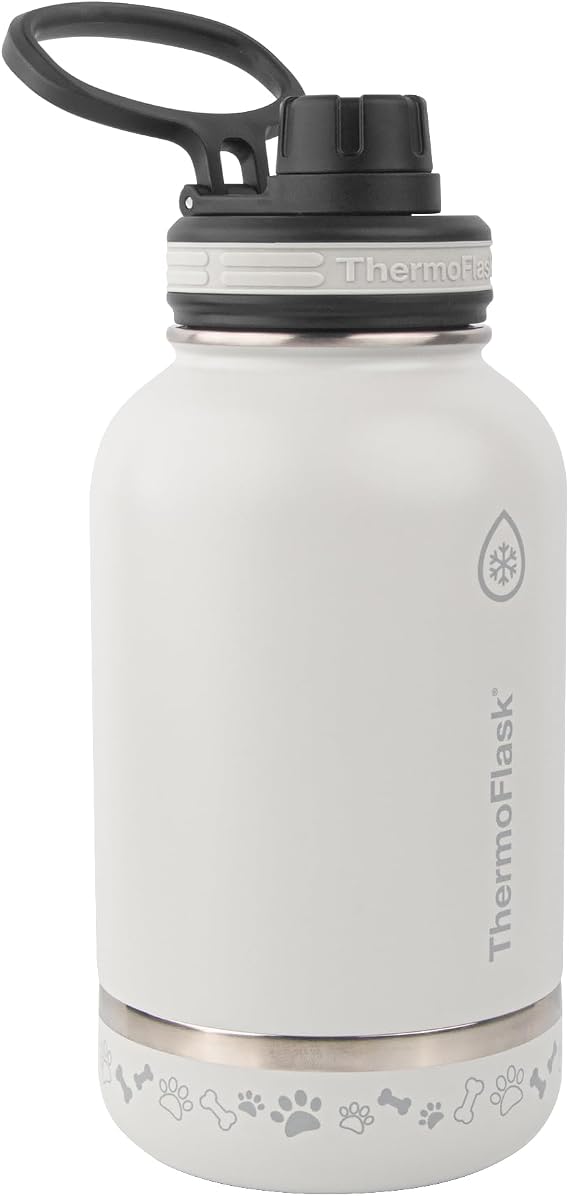 Thermoflask 2-in-1 Dog Share Bottle - Stainless Steel, Insulated Water Bottle - Features Built-In Water Bowl & Double-Wall Insulation - Keeps Water Cool for up to 24 Hours - 32 oz