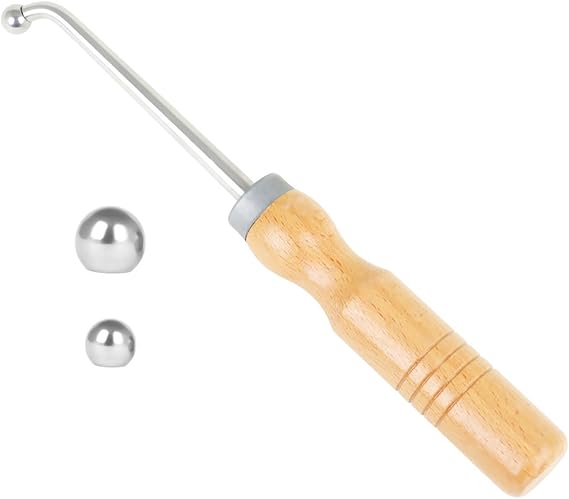 Trumpet Piston Valves Pipe Dent Removal Tools Metal Dent Hammer with 0.8-1mm Knock Ball Head for Brass Wind Instruments, 21.3*2.6*2.6cm