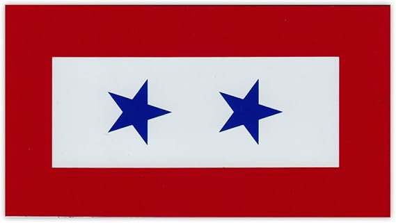 Magnetic Bumper Sticker - Blue Star Service Flag - 2 Blue Stars - United States Military Service - 5.5" x 3"