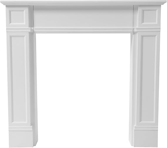 Modern Fireplace Mantel Surround, White Freestanding Surround Mantel for Electric Fireplaces, Waterproof & Anti-Tipping, Premium MDF Wooden Mantel with Leg for Living Room