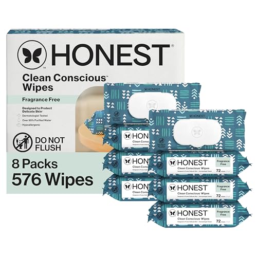 The Honest Company Hypoallergenic Multi-Use Baby Wipes for Sensitive Skin, Balance Blues, 576 Count