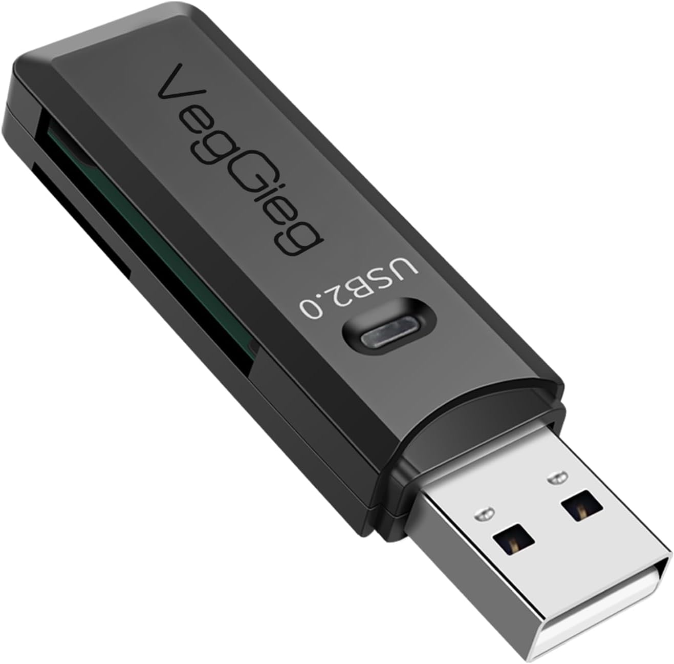 VegGieg USB 2.0 SD and Micro SD Memory Card Reader Black