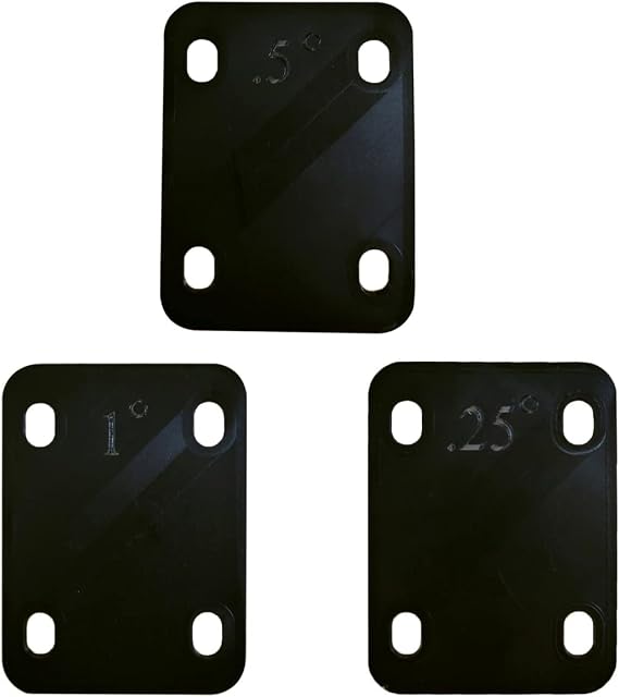 Guitar Neck Shims 3Pcs 0.25, 0.5, and 1Degree Nylon Gasket for Guitar and Bass Bolt-on Neck Repair 3 x 2.2inch Black (Black)