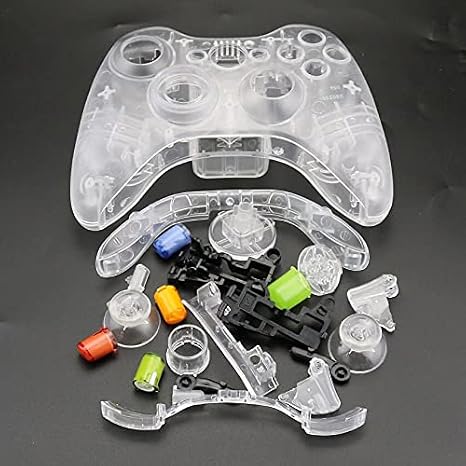 Full Hard Case Housing Shell Buttons Mod Kit Component Cover for Xbox 360 Game Controller (A-Clear)