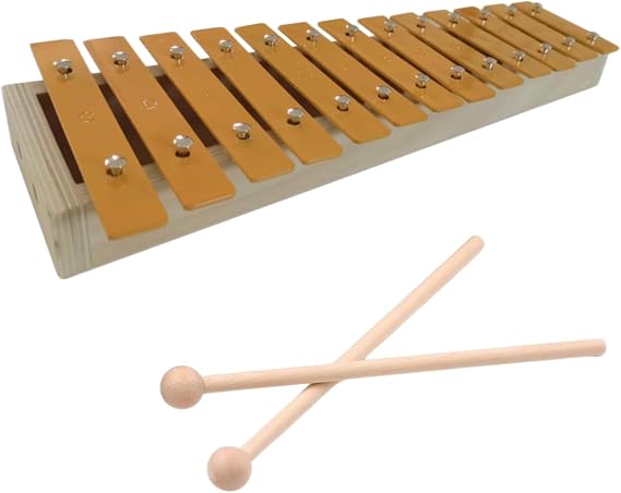 13-Note Xylophone Glockenspiel 2 Mallets For Beginners | For Music Education;Box stores mallets, richer sound