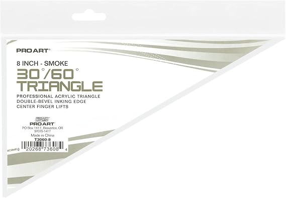 Pro Art 8-Inch 30/60-Degree Triangle, Smoke