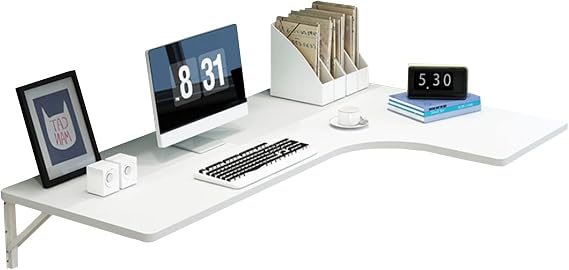 Wall Mounted Table,Folding Computer Desk L Shaped Drop Leaf Dining Table Small Desk for Corner Space, Home Office/White/120X60X40Cm/47.2X23.6X15.7In
