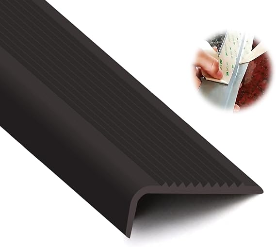 Non-Slip Rubber Step Edge Trim Stair Edge Protector L-Shaped Pvc Stair Nosing Edging Protector Self Adhesive Stair Edge Protector Waterproof Stair Edging Anti Slip For Outdoor & Indoor ( Color : Black