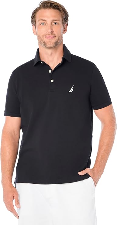 Nautica Men's Short Sleeve Solid Stretch Cotton Pique Polo Shirt Polo Shirt
