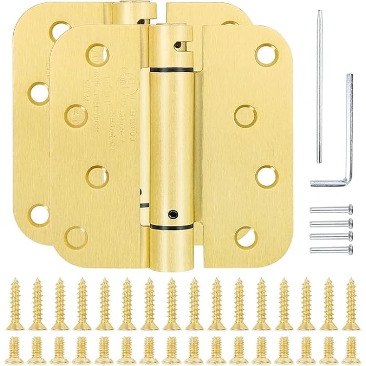 2 Pack Stain Brushed Brass 4 Inch Heavy Duty Hardware AutoAutomatic Door Closer Bedroom Spring Hinge Gate Cabinet House Home Furniture Commercial Silent Hinges
