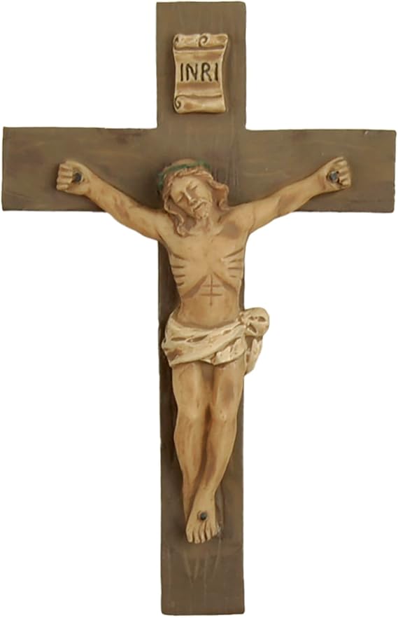 PlentifulHome Catholic Wall Crucifix with Jesus, Resin Cross, 10.31 cm