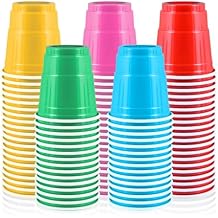 Vumdua 100 Pack 2 oz Plastic Shot Cups, Mini Disposable Shot Glasses, 2 oz Party Mini Cups for Bachelorette Party, Birthday, Parties Favor, Baby Shower Supplies (Multi Colors)