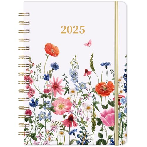 2025 Planner - Jan. 2025 - Dec. 2025, Planner 2025, 2025 Planner Weekly and Monthly with Tabs, 6.3 x 8.4, Hardcover with Back Pocket  Thick Paper  Twin-Wire Binding - Flowers