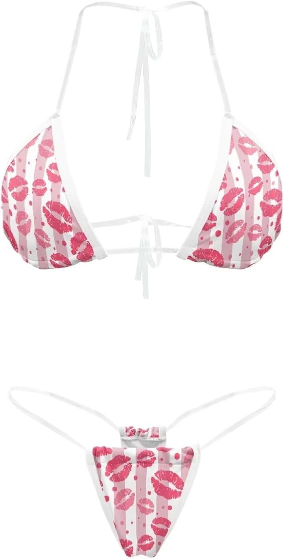 Womens Micro String Thongs Bikinis Transparent Straps Halter Bikini Swimsuits of 2 Brazilian Bathing for Beach Pool