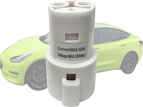 J1772 to Tesla Charging Adapter Support 60 Amp / 250V AC Compatible with SAE J1772 EV Charger Adapter to Tesla Model 3, Y, S, X Accessories(White)