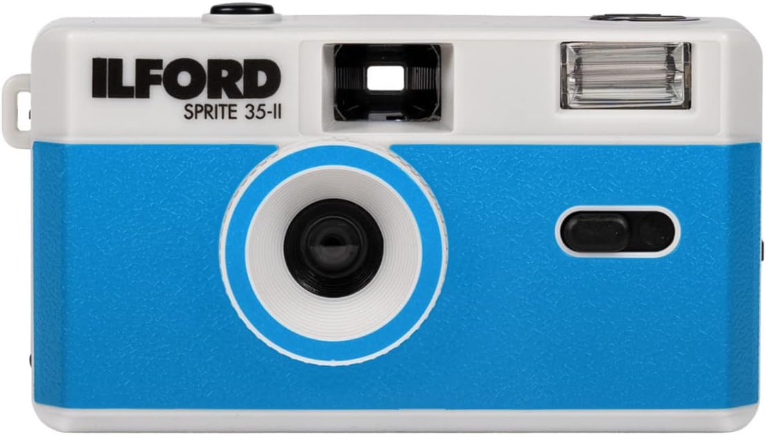 Ilford Sprite 35-II ReusableRestoreable 35mm Analog Film Camera Silver and Blue 2005171