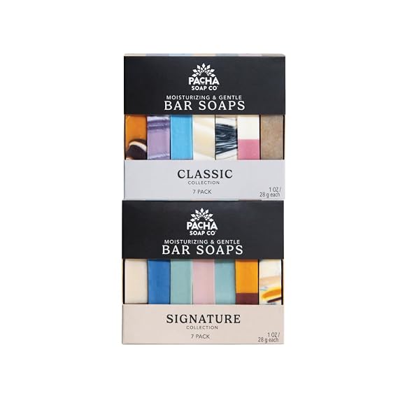 Pacha Soap Co. Handcrafted Bar Soap - Pacha Peaces Uplift & Calm Bundle with Premium Soothing Essential Oils, Natural Bar Soap for Body, Face & Hands, Made in USA for Women and Men, 2-Pack (4 oz ea)