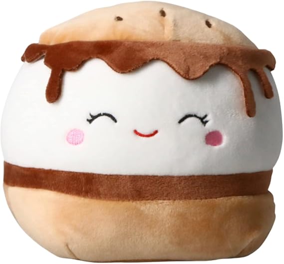 Squishmallows Oficial Kellytoy Food Plush Toys Soft Plush Animal (7.5 Inch, Carmelita Smores)