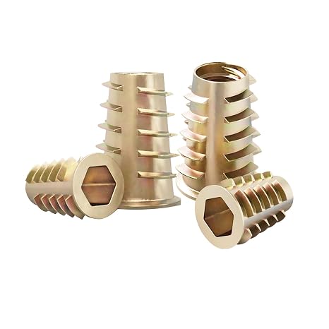 Qrity 20 Pcs Threaded Inserts, Threaded Inserts for Wood M4x15mm, Zinc Alloy Threaded Insert Nuts, Interface Hex Socket Drive
