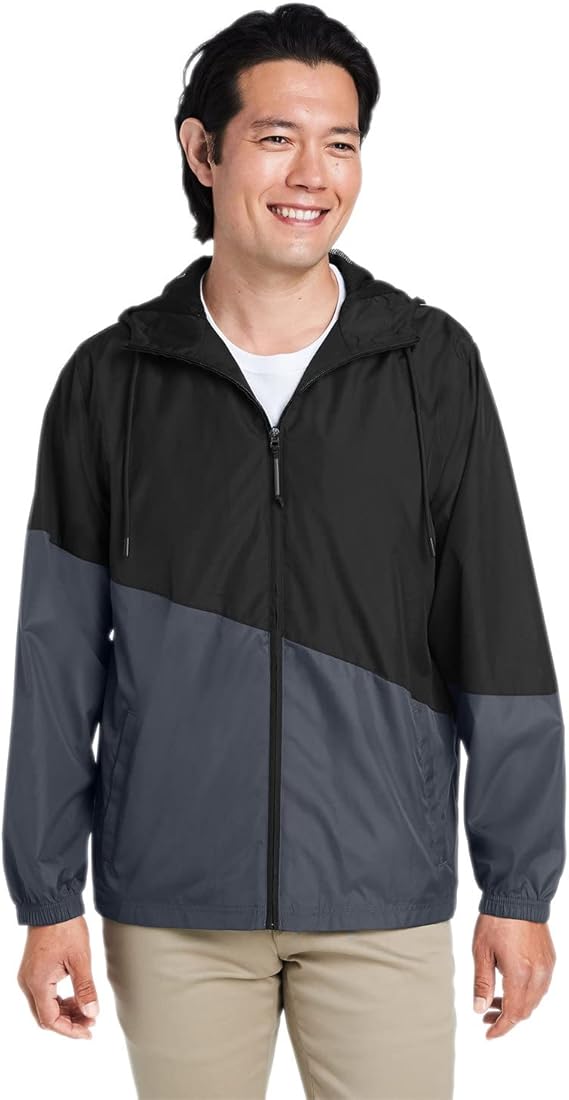 Core 365 Unisex Techno Lite Colorblock Windbreaker L Black/Carbon