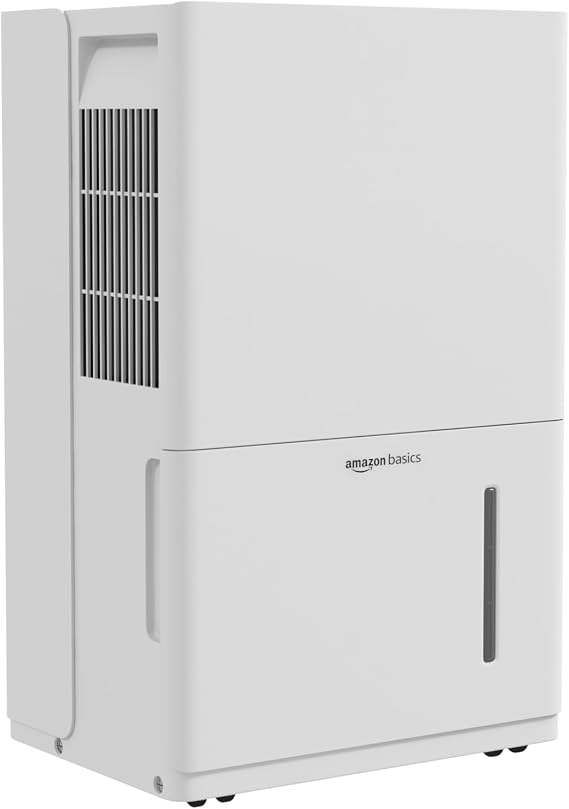 Amazon Basics 50-Pint Large Dehumidifier for Home, New Energy Star Certified, Humidity Control, Timer, Auto-Defrost, Overflow Protection, Washable Filter for Rooms up to 4000 SFT, White
