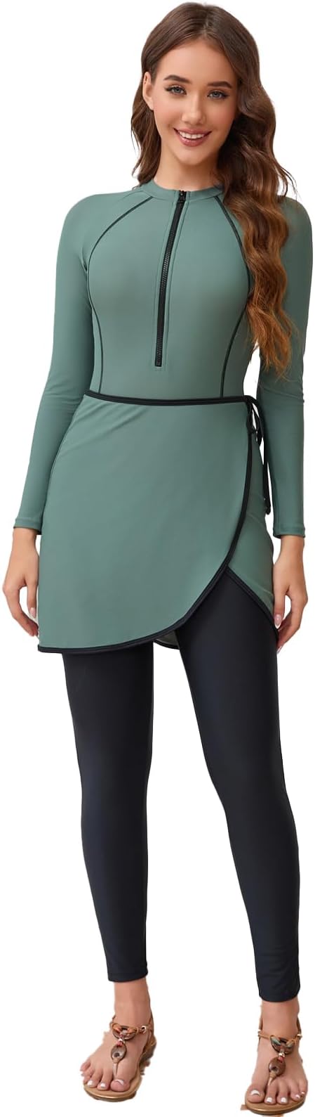 Luxury Muslim Swimwear 3PCs Gift Set: Burkini+Swim Hijab+Beach Abaya - Premium Polyester/Spandex Blend