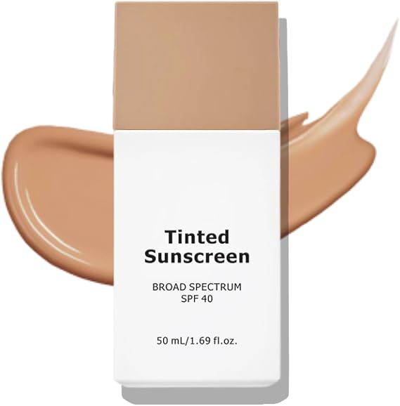 Daily Fluid Tinted Sunscreen SPF40, Mineral Sunscreen Zinc Oxide, MY210 | Moisturizing Broad Spectrum SPF Face Suncream, Lightweight Non Greasy, Natural Tone & No White Cast