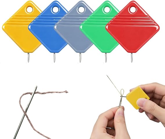 Automatic Needle Threaders for Hand Sewing, Square Needle Threading Helper for Sewing Machine, Fits All Needle Sizes, Easy Selfthread Needle Threaders Tool, Sewing Supplies (5Pcs)