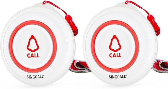 SINGCALL Caregiver Pager Wireless Emergency Call Bell, 2 Call Buttons