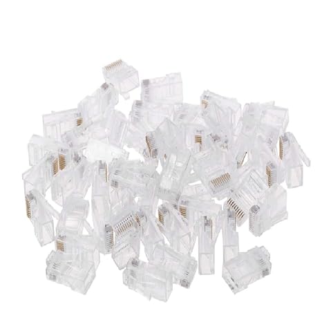 Wholesale 100pcs RJ48 RJ-48 Modular Plug Stranded 10P10C Round Cable Connector