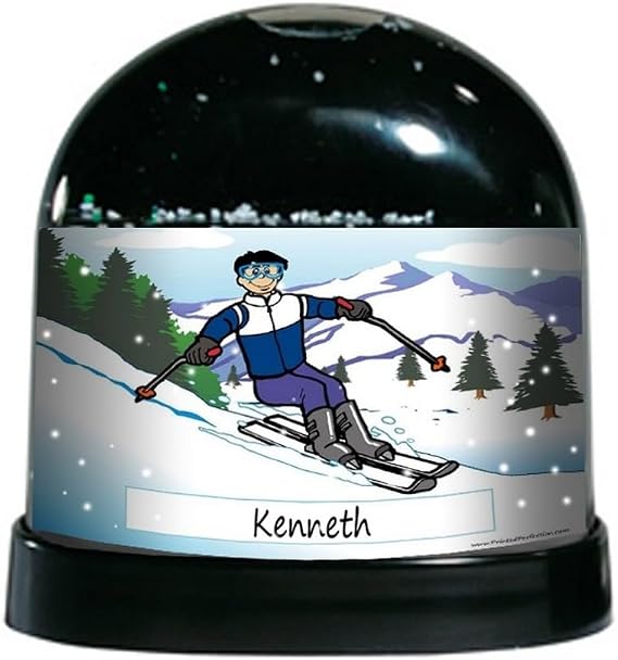 Personalized Skier, Snow - Male Snow Globe Gift