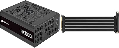 CORSAIR HX1000i Fully Modular ATX Power Supply  CORSAIR Premium PCIe 4.0 x16 Extension Cable 300mm - Black