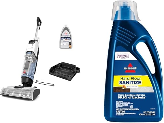 BISSELL CrossWave Edge, Multi-Surface Hard Floor Cleaner Wet Dry Vacuum with Zero-Gap Edge Technology, 4111A + Bissell Hard Floor Sanitize Formula, 80 oz, 2504L, 80 Fl Oz
