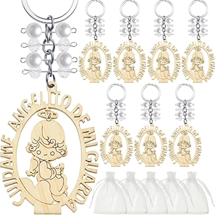 MTLEE 20 Pcs Baptism Favors Keychains Recuerdos De Bautizo Para Christening Souvenirs Keychains Christening Party FavorsCute Style