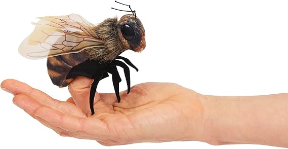 Folkmanis Mini Bee Finger Puppet,Black; Orange-Yellow