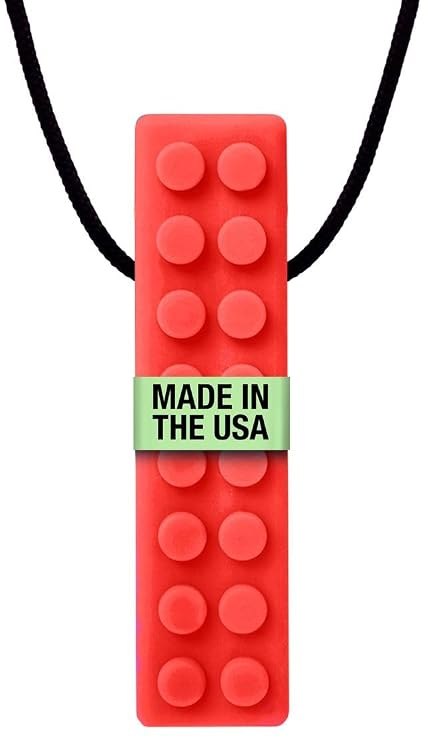 ARK Brick Stick Textured Chew Necklace, Standard, Softest, Red | Chew for Sensory Kids and Adults, Oral Fidget for Autism, ADHD, SPD, Anxiety, Medical-Grade