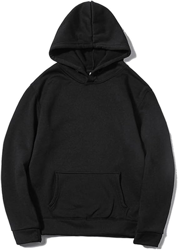 Hoodies for Men Solid Basic Fleece Loose Hooded Sweatshirt Unisex Hoodie Long Sleeve Kangaroo Pocket Pullover Sweater