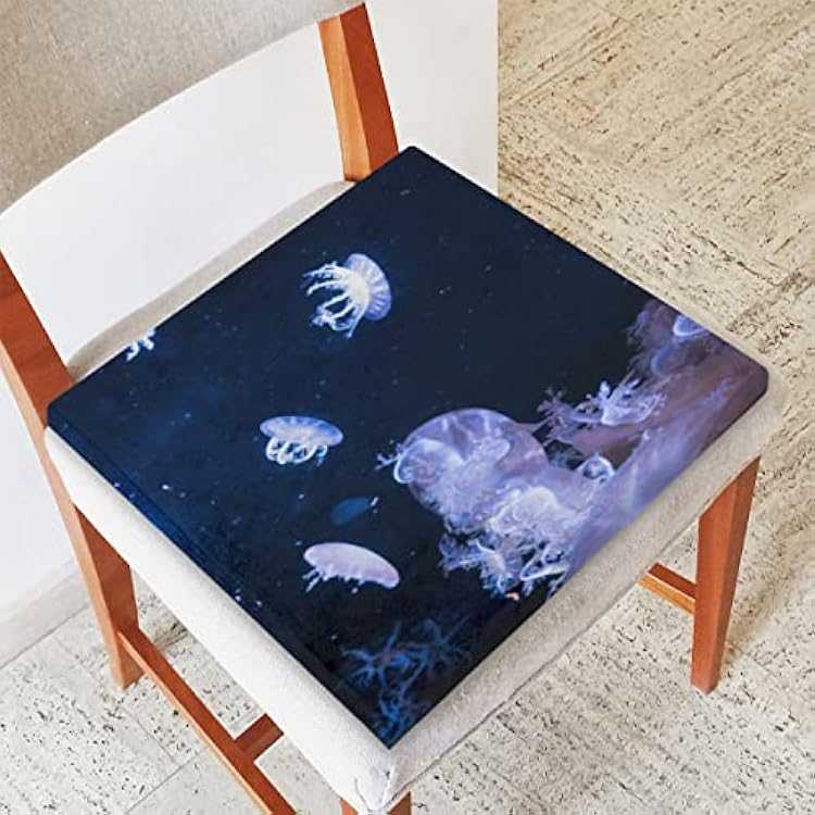 QsirBC Jelly Fish Floating Seat Cushion Super Soft Square Seat Cushion Non-Slip Durable 16x16 Inches Removable Washable Chair Cushion for Car Seat Bedroom Patio Living Room Office