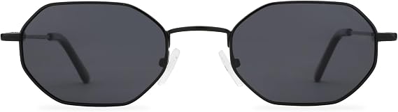 ZENOTTIC Small Octagonal Polarized Sunglasses for Women Men Hippie Metal Frame Retro Rectangle Sun Glasses