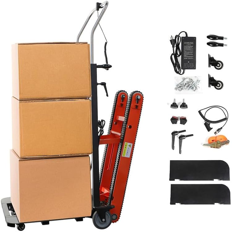 Stair Climber Hand Trucks - 441lbs Capacity Electric Hand Trucks 400W Heavy Duty Stair Climber Trolley with Safety Rope for Moving Furniture Logistics Warehouse