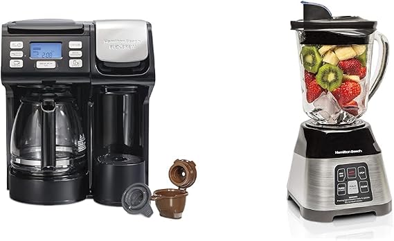 Hamilton Beach FlexBrew Trio 2-Way Coffee Maker, Compatible with K-Cup Pods or Grounds & Blender for Shakes and Smoothies with 5 Functions Including Auto Smoothie Cycle