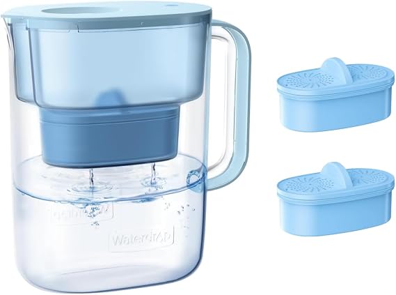 Waterdrop PT-07B-A Alkaline Water Filter Pitcher with 2 Filters, 10-Cup, Healthy, Clean & Toxin-Free Mineralized Alkaline Water, Up to 200 Gallons, Improves Coffee Taste, Up to pH 9.5, BPA-Free, Blue