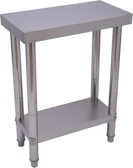 Stainless Steel Commercial Kitchen Work Table, Heavy Duty Prep & Work Table with Bottom Shelf, 23.62 x 11.81 x 33.46 inches, Silver