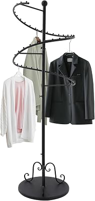 Spiral Clothing Rack, Rotating Rack Heavy Duty Garment Rack Sturdy Freestanding Circle Hanger Rotating Clothes Rack for Hallways, Entrances, Bedrooms, Bathrooms, Closets Black