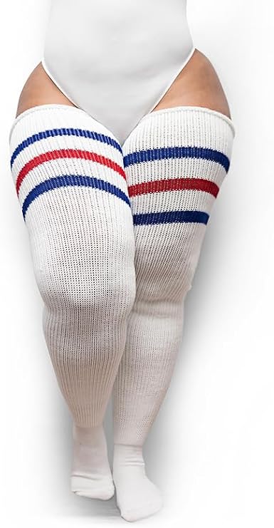 Thunda Thighs Plus Size Thigh High Socks, Over the Knee High Boot Stockings Leg Warmers, Extra Long & Thick Socks