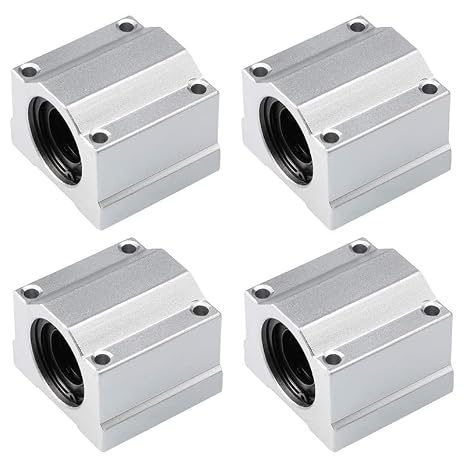 Linear Motion Ball Bearing Slide Block, SCS8UU 8mm Pillow Block Closed Linear Bearing Aluminum Bushing Linear Rail Support Guide Shaft Bearing for CNC 3D Printer Parts 4 Pack