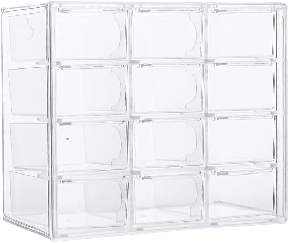 Acrylic Drawer Organizer, Clear Desk Organizer with Drawer, Plastic Stackable Storage Drawers with 12 Drawers, Dustproof for Jewelry, Craft, Office Supplies
