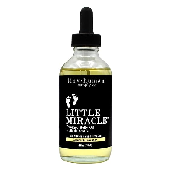 Tiny Human Supply Co Preggo Belly Oil (Lemon & Lavender) for Pregnancy Stretch Marks and Itching